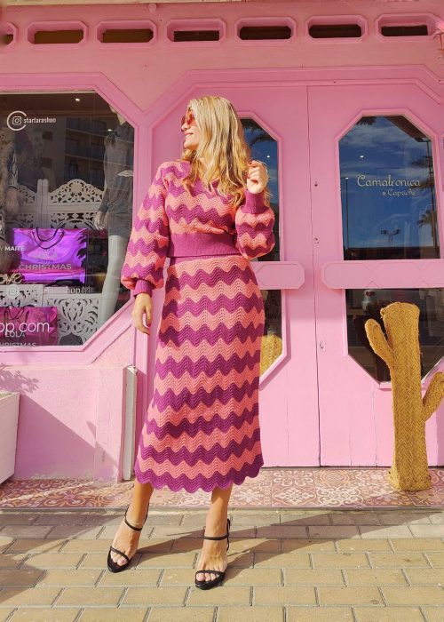 Falda tubo Hasana midi jacquard bicolor