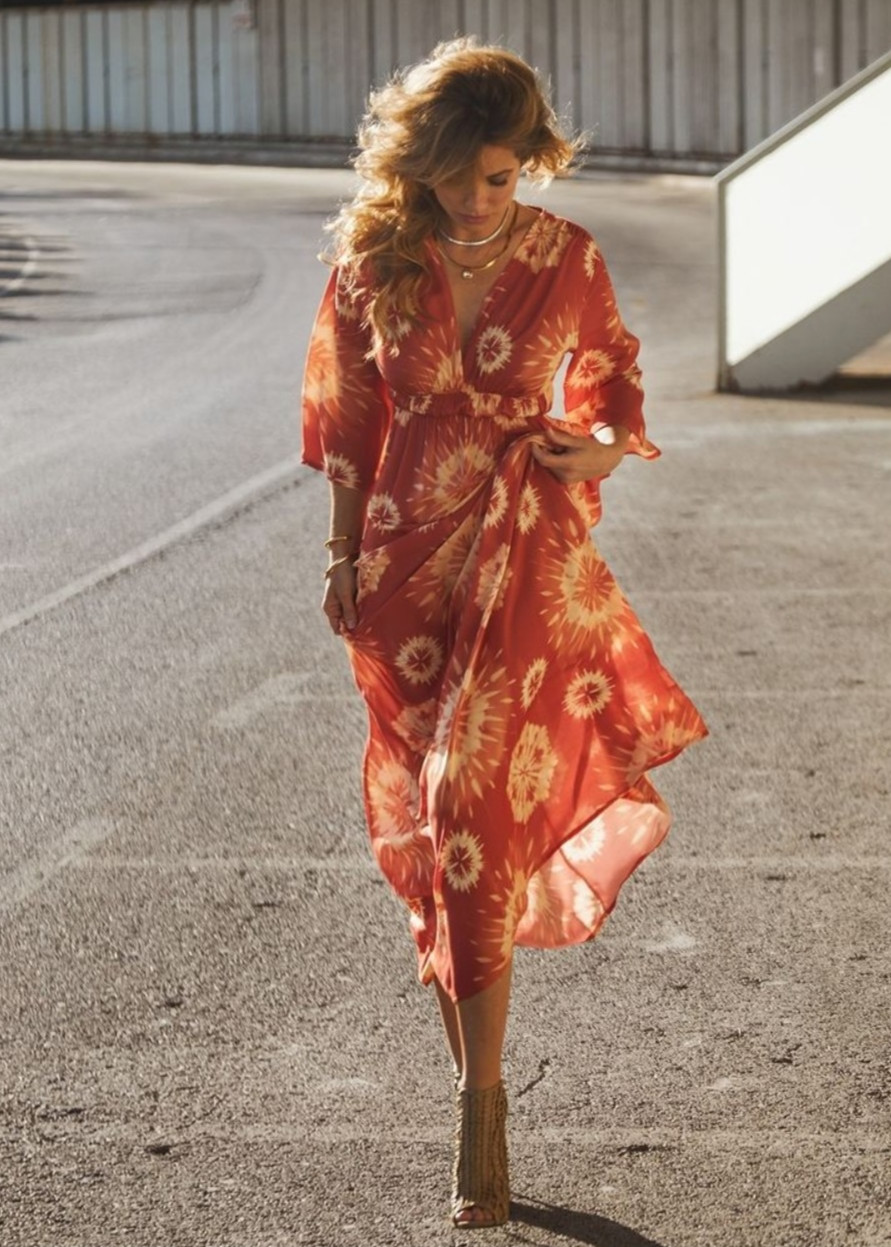 Vestido largo Tie Dye rojo - Imagen 2