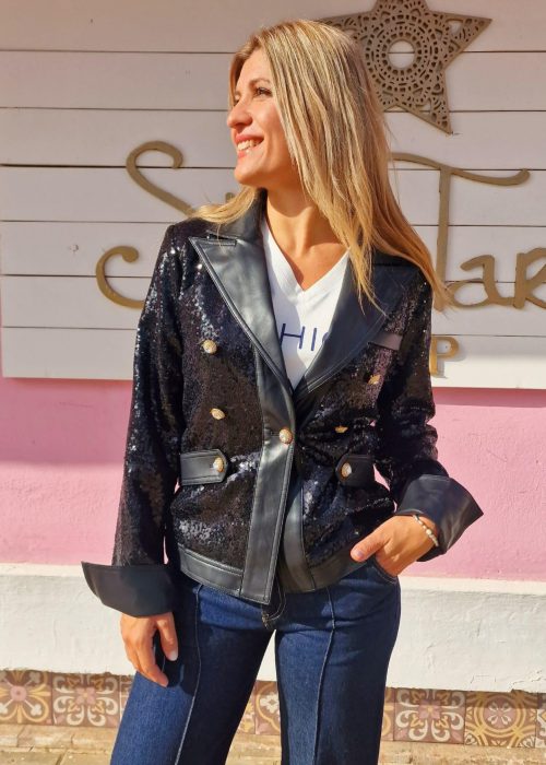 Chaqueta lentejuelas negra