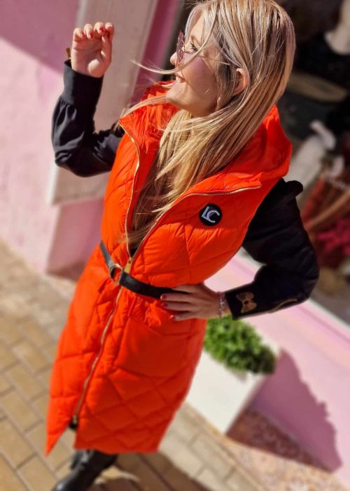 Chaleco largo acolchado NARANJA Lola Casademunt
