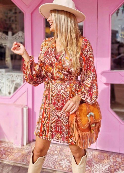 Vestido corto Nyre cruzado estampado