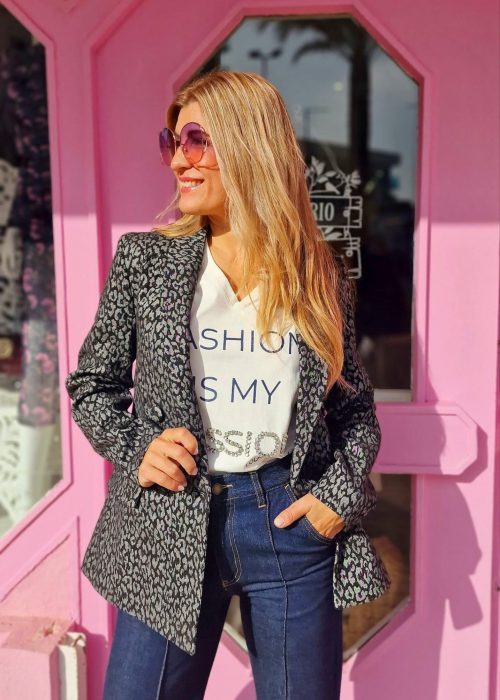 Americana jacquard animal  NEGRO-GRIS Lola Casademunt