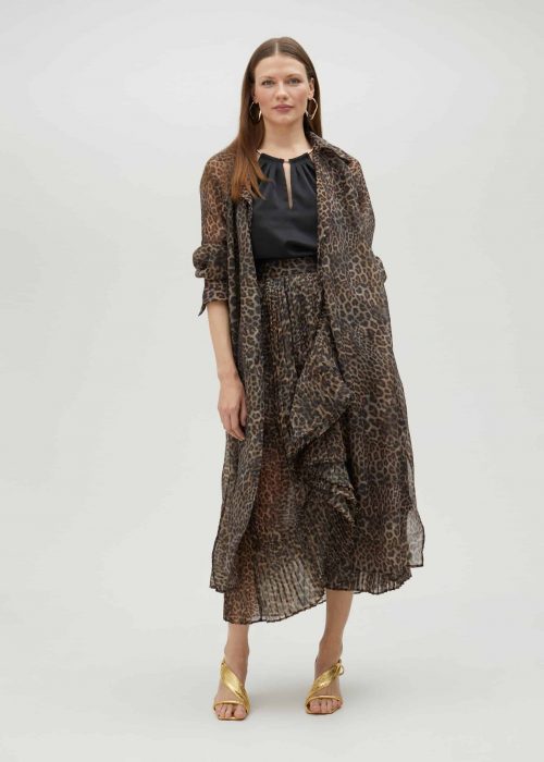 Trench organza animal print MARRON-NEGRO Lola Casademunt