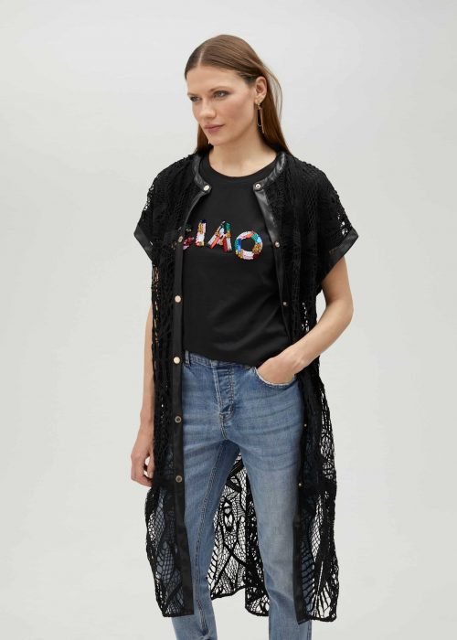 Camisa calada guipur NEGRO Lola Casademunt