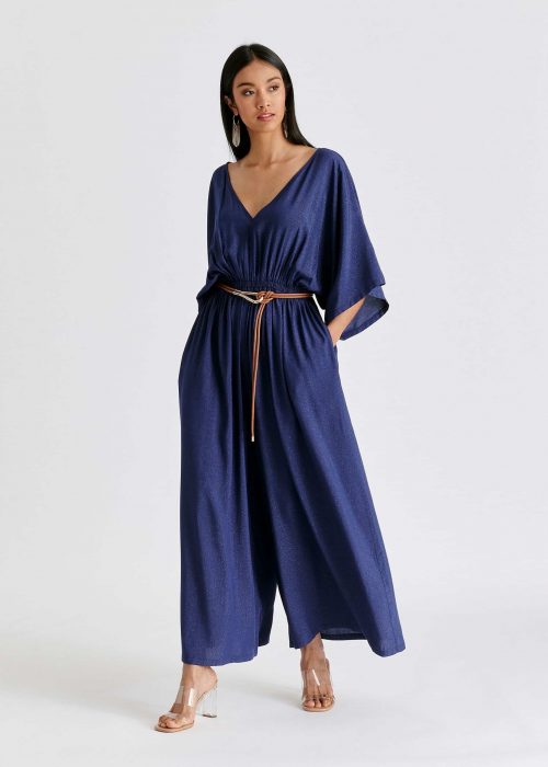 Mono largo azul lurex cinturón