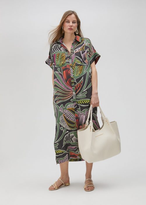 Vestido floral camisero Verde-Negro Lola Casademunt