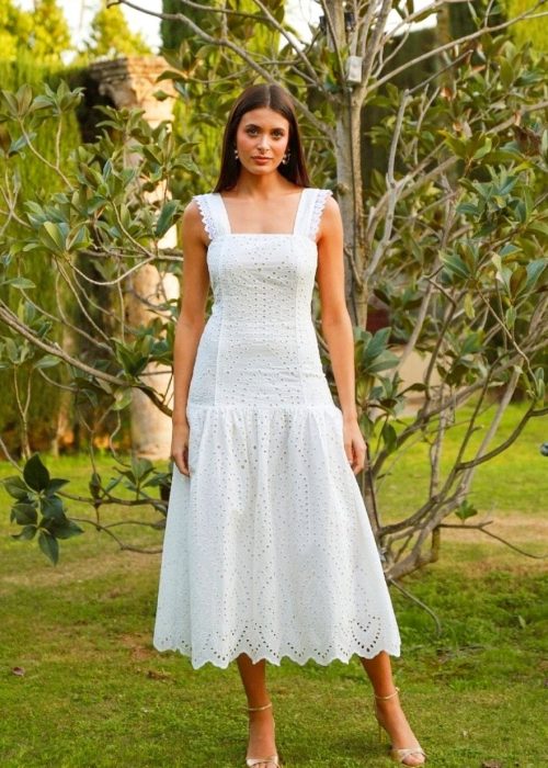 Vestido Blanco Salem perforado