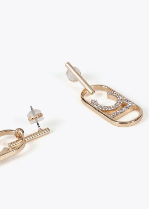 Pendientes LOGO ovalado joya Dorado Lola Casademunt