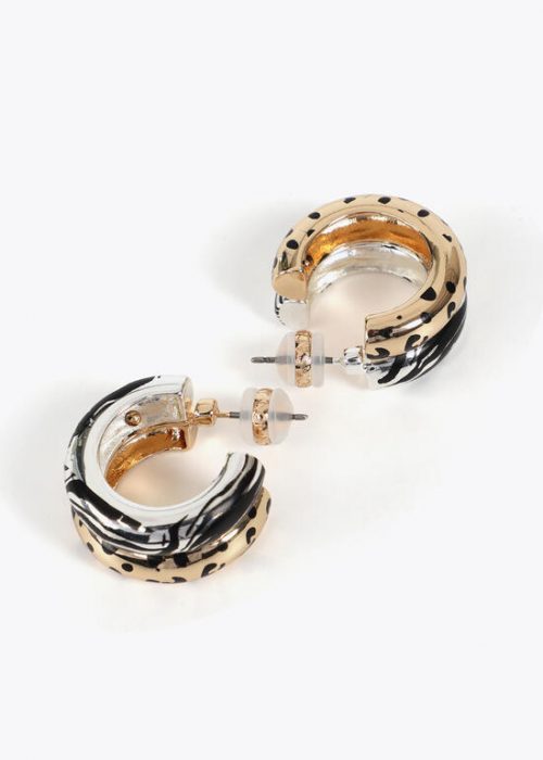 Pendientes doble aro print animal bicolor Metal-Metal Lola Casademunt