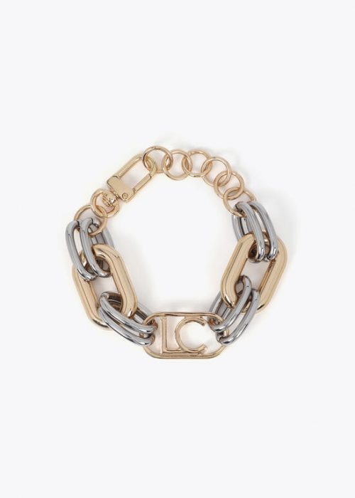 Pulsera eslabones bicolor logo ovalado Metal-Metal Lola Casademunt