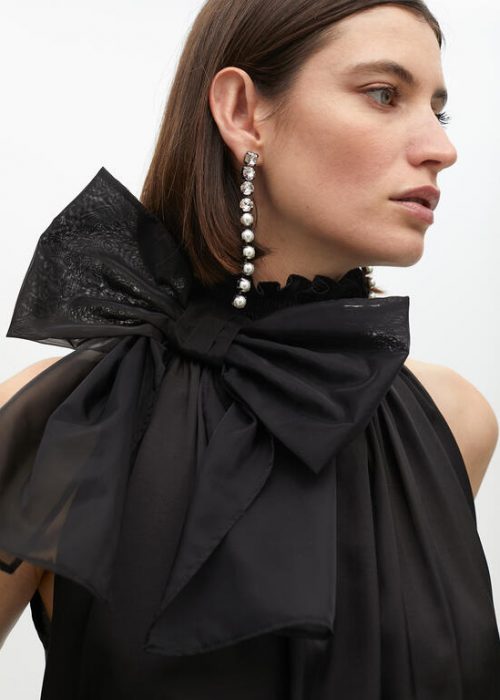 Pendientes joya tira cristales y perlas Gris Metalizado Lola Casademunt