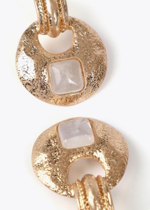 Pendientes pieza incrustada metal martelé Dorado Lola Casademunt