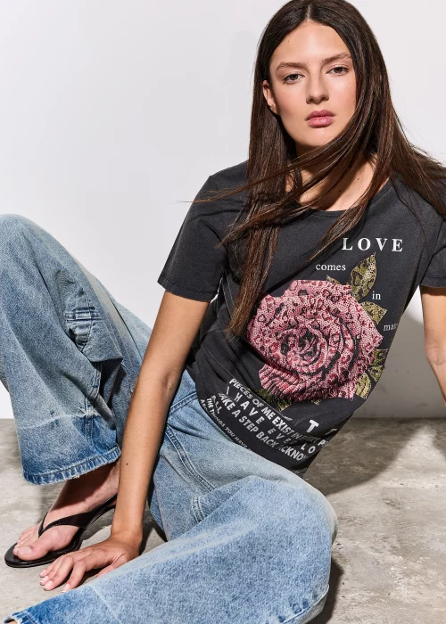 Camiseta Strass estampada carbon