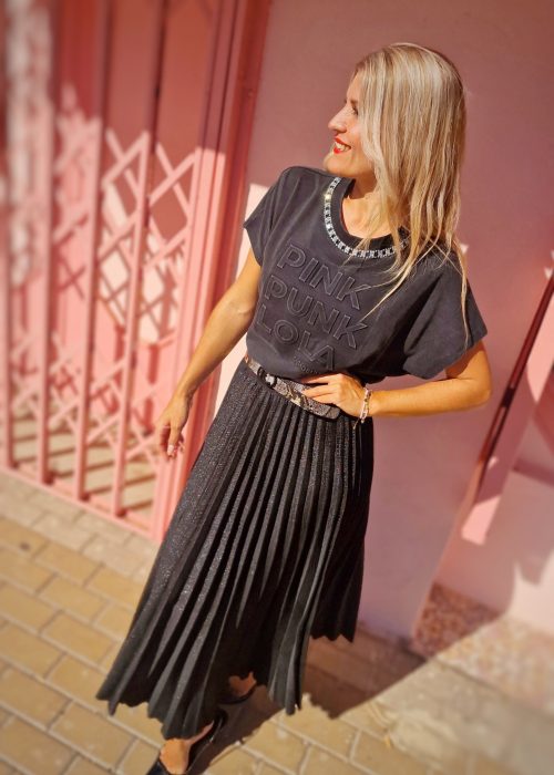 Falda midi plisada animal print Lola Casademunt