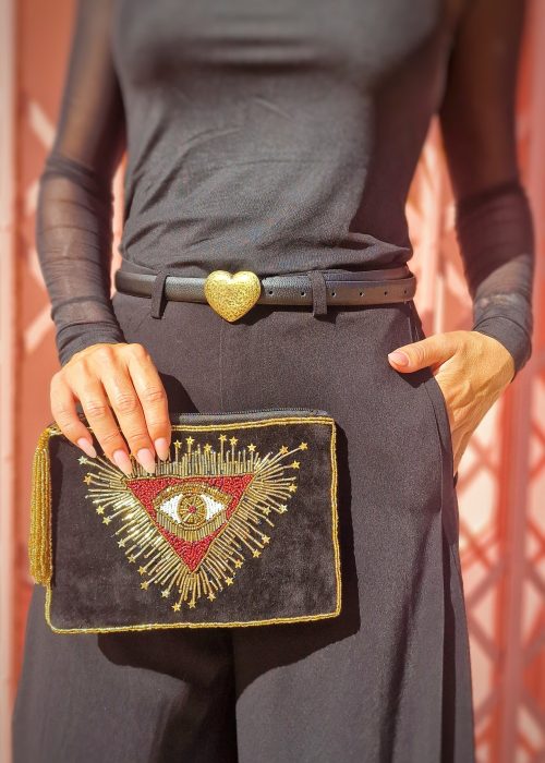 Clutch Stelar velvet negro ojo