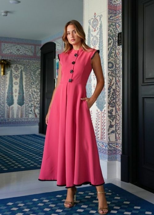 Vestido Elba Marsale maxi botones flecos