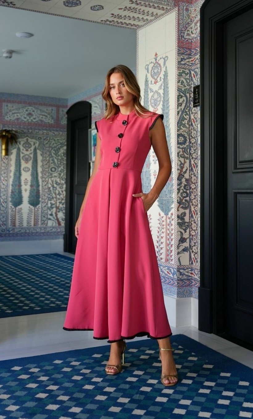 Vestido Elba Marsale maxi botones flecos