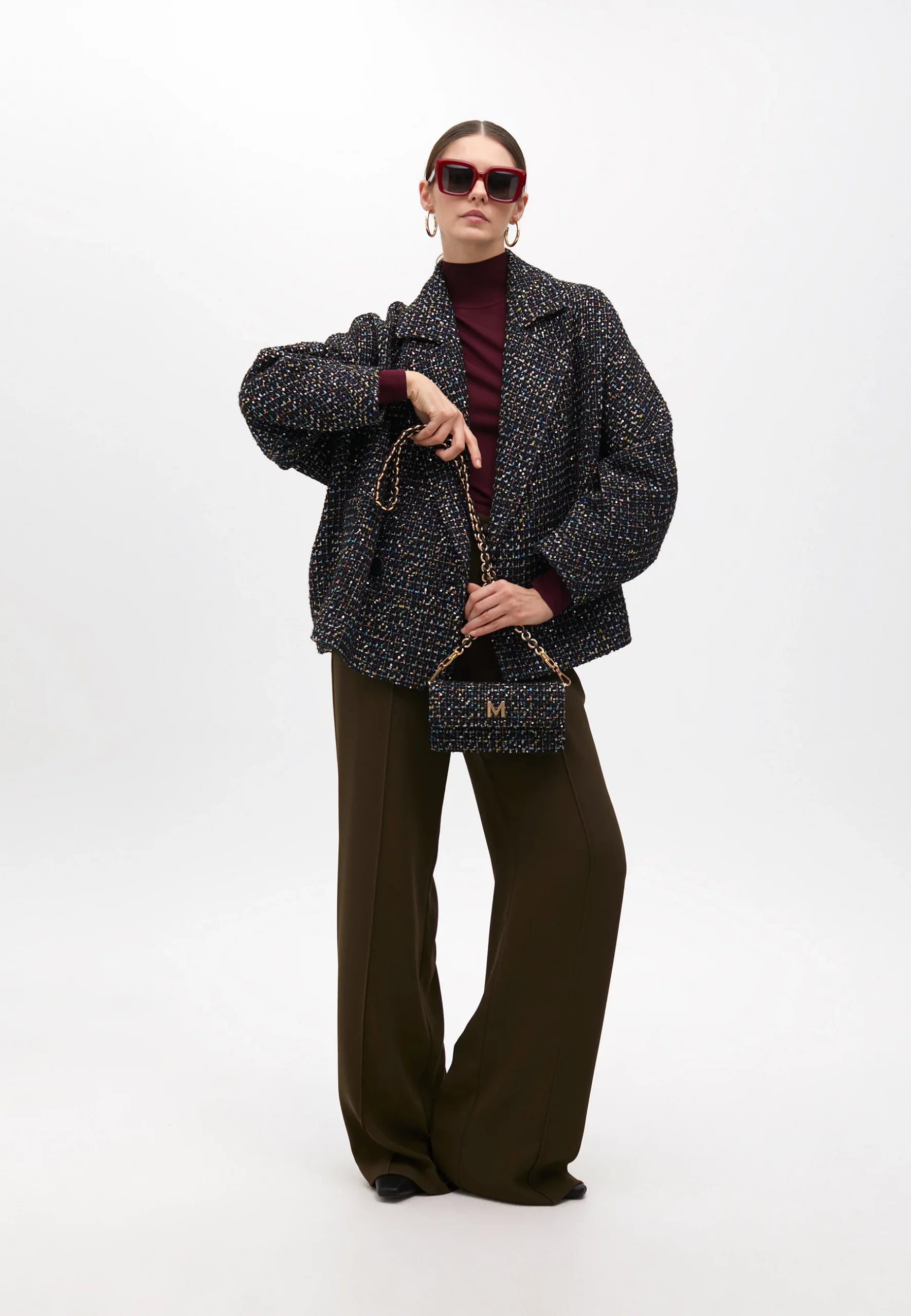 Chaqueta Tweed hilos multicolor negro azul Lola Casademunt - Imagen 3