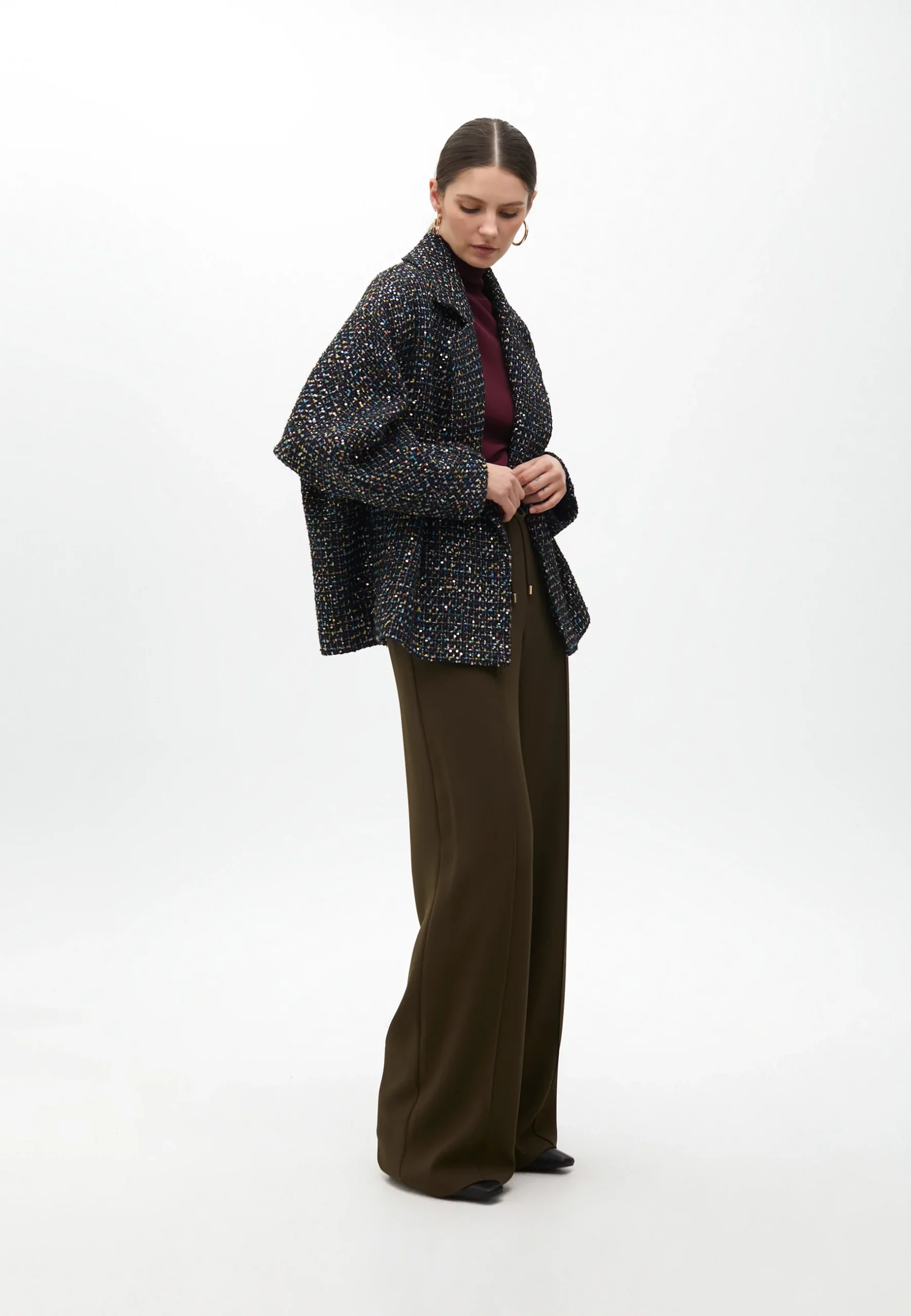 Chaqueta Tweed hilos multicolor negro azul Lola Casademunt - Imagen 4