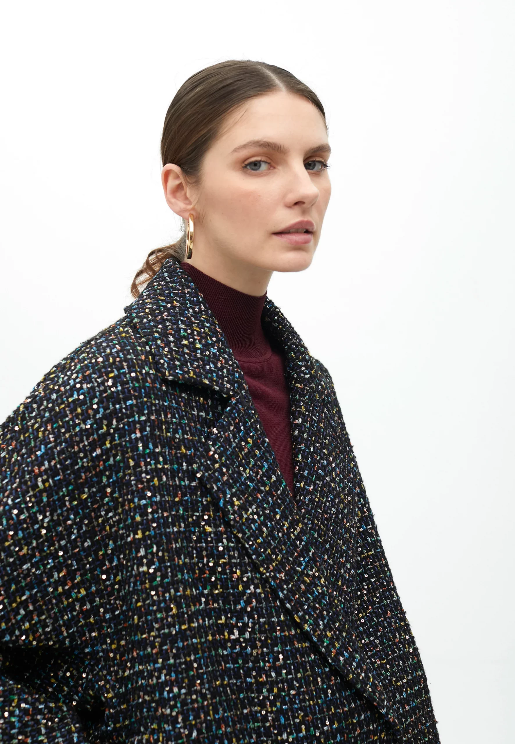 Chaqueta Tweed hilos multicolor negro azul Lola Casademunt - Imagen 5