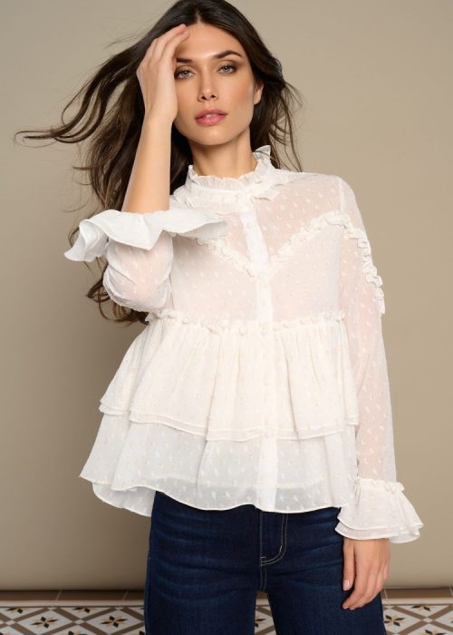 Blusa blanca volantes Idara