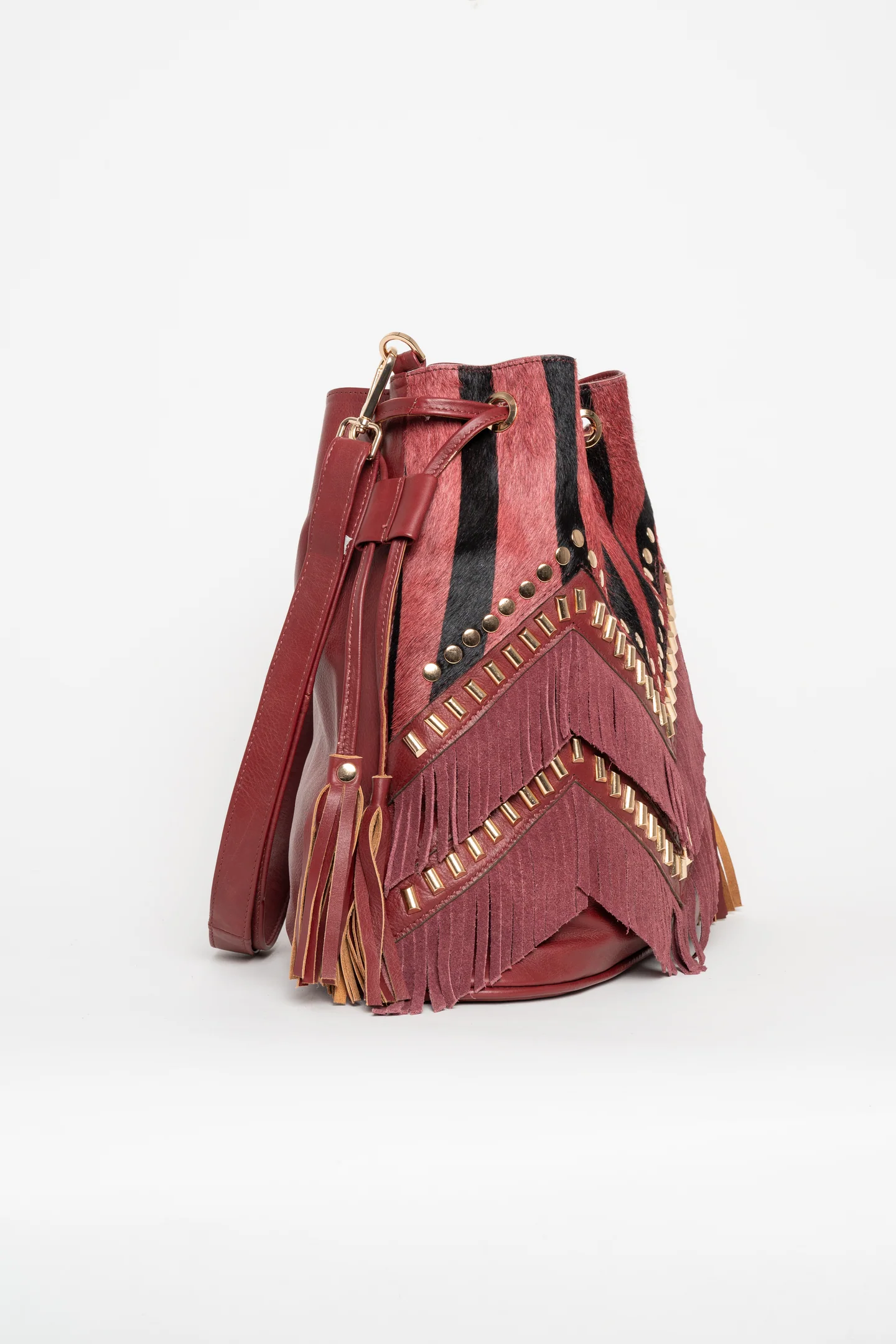 Bolso piel saco Karoo Cebra Granate - Imagen 3