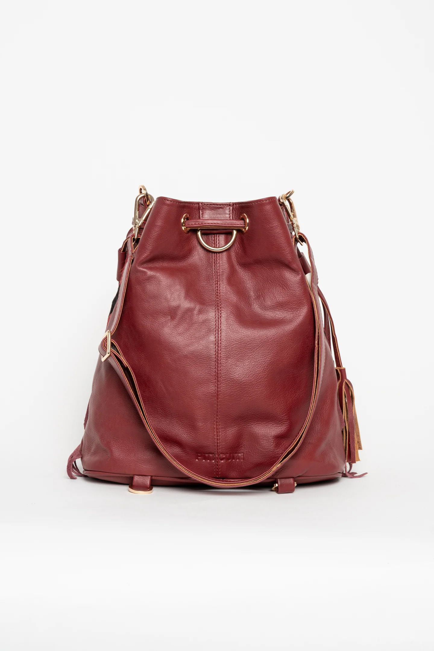 Bolso piel saco Karoo Cebra Granate - Imagen 4