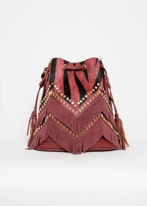 Bolso piel saco Karoo Cebra Granate