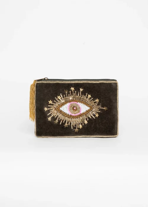 Clutch Stelar velvet verde ojo