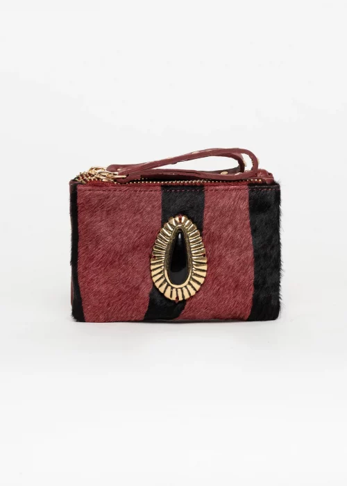 Mini monedero piel cebra Granate