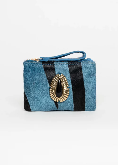 Mini monedero piel cebra Azul