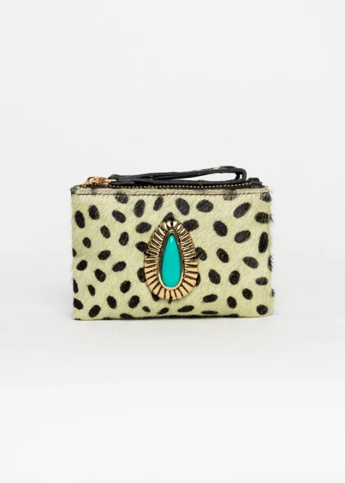 Mini monedero piel Dalmata Verde