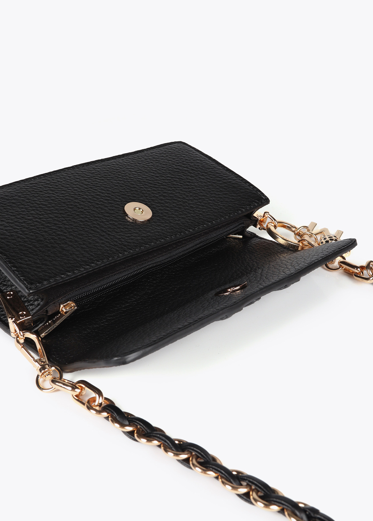 Bandolera negra baguete efecto piel con M relieve Lola Casademunt - Imagen 4