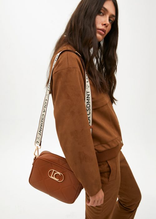 Bandolera marron monograma logo ovalado Lola Casademunt