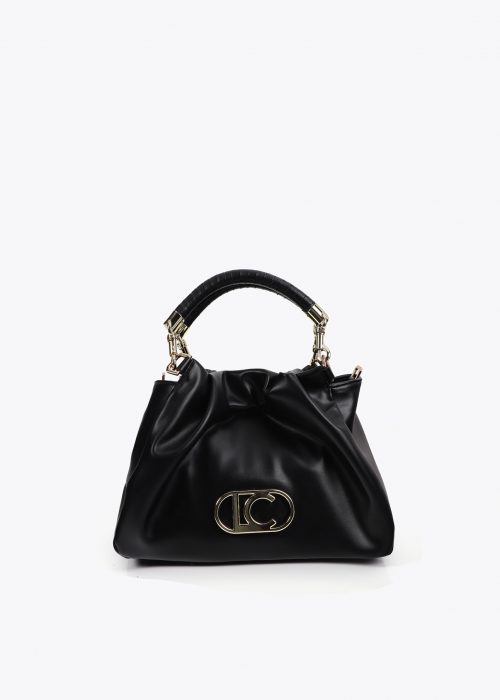 Bolso bandolera negro efecto piel asa trenzada Lola Casademunt