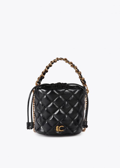 Bolso bombonera acolchado efecto piel con logo Negro Lola Casademunt