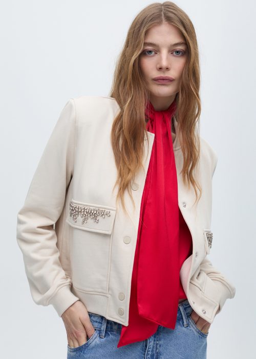 Chaqueta Bomber piedra detalle bolsillos joya Lola Casademunt