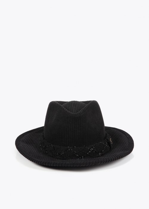 Sombrero fedora pana negro LC leopardo Lola Casademunt