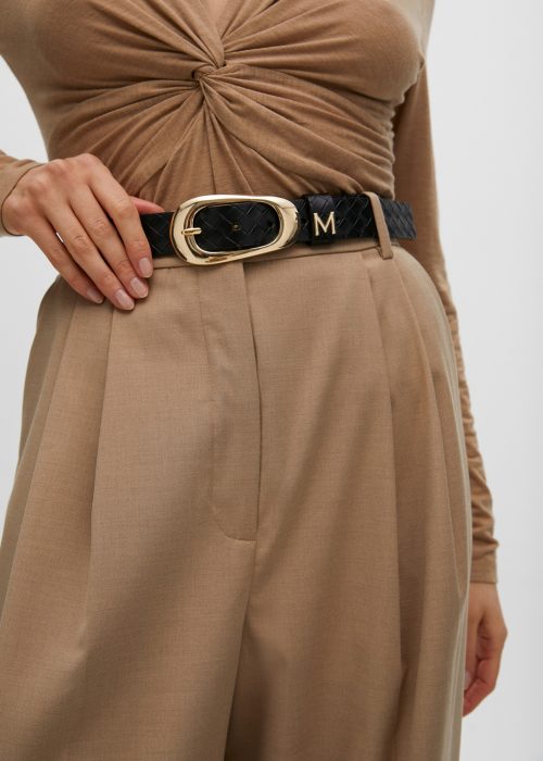 Cinturon efecto piel trenzado negro Lola Casademunt