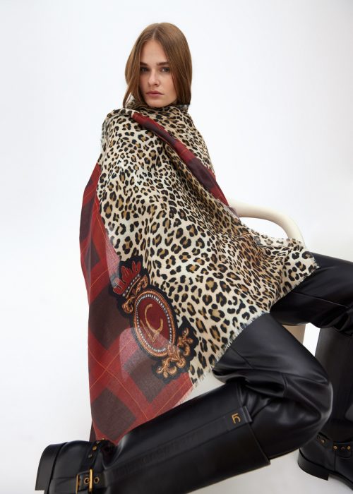 Foular animal print y tartan rojo Lola Casademunt