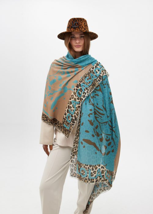 Foular verde marron cara tigre invertida Lola Casademunt