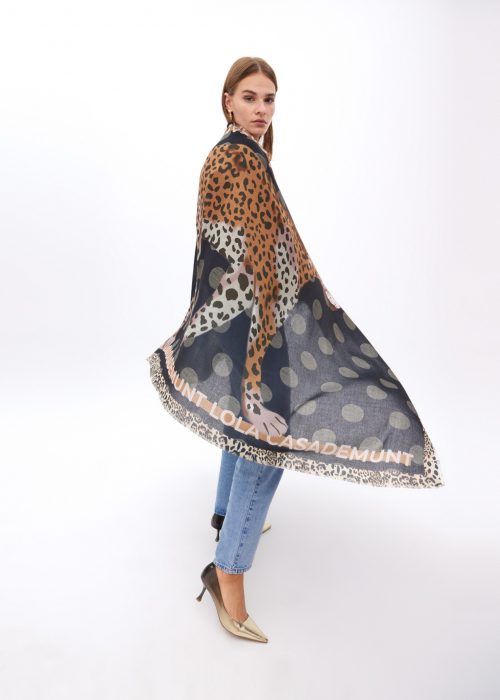 Foular topos y tigre azul marron rojo Lola Casademunt