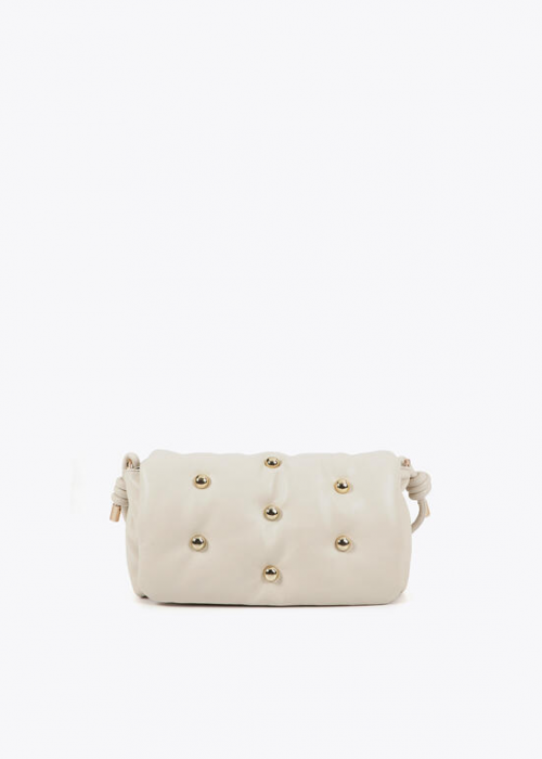 Bandolera acolchada efecto piel con tachas redondas XL Crudo Lola Casademunt