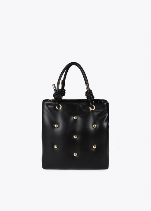 Bolso acolchado efecto piel con tachas redondas XL Negro Lola Casademunt