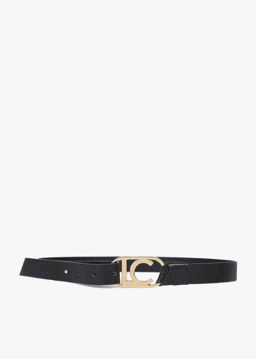 Cinturon estrecho nudo logo ovalado Negro Lola Casademunt