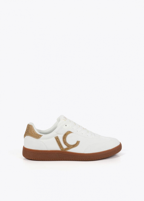 Deportiva en tejido tipo nylon con detalles de strass Blanco Lola Casademunt