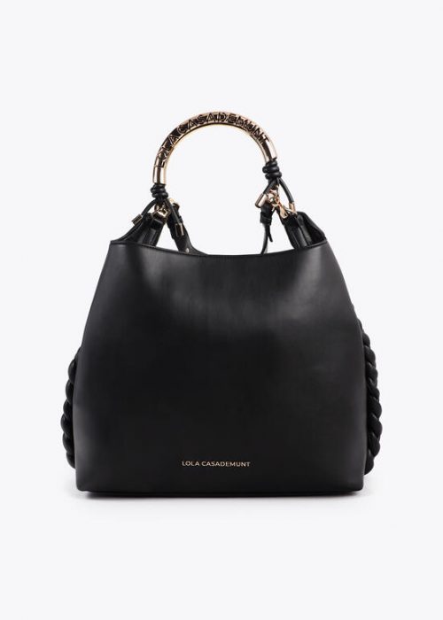 Bolso shopper asa metalizada personalizada Negro Lola Casademunt
