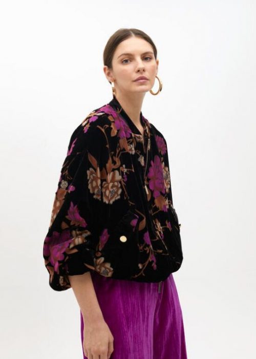 Chaqueta bomber devoré velvet rosa negro Lola Casademunt