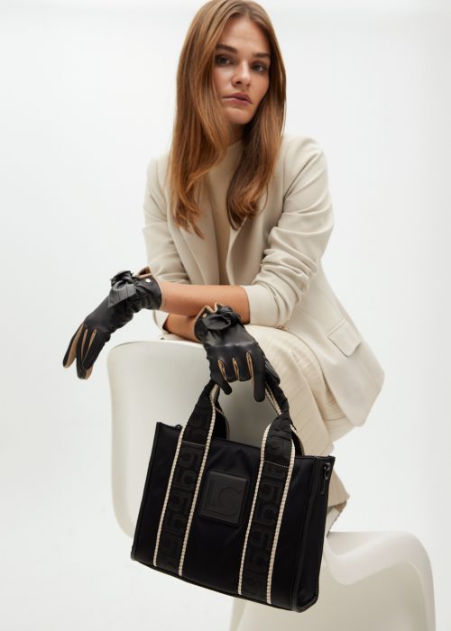 Bolso mini shopper negro neopreno logo silicona  Lola Casademunt