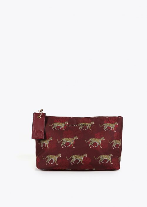 Neceser estampado animal marron rojo Lola Casademunt